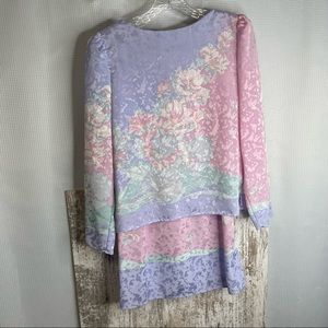 VINTAGE Hal Ferman 2pc skirt blouse set 1970 floral pastel size 8